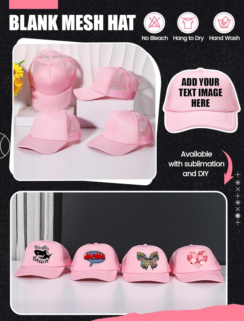 Tarpop 10 Pcs Sublimation Blank Trucker Hats Bulk Mesh Baseball Cap Polyester Mesh Trucker Hat for Men and Women - Image 5